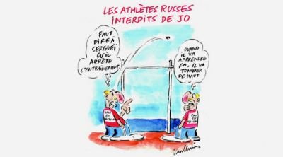 Charlie Hebdo опубликовал карриккатуры на отстраненных от Олимпиады российских легкоатлетов
